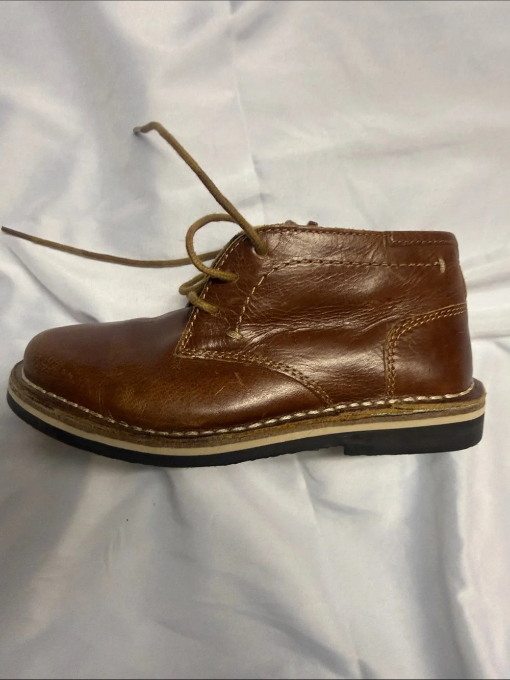 Steve Madden Kids Chestnut Brown Leather Lace-Up Ankle Boots